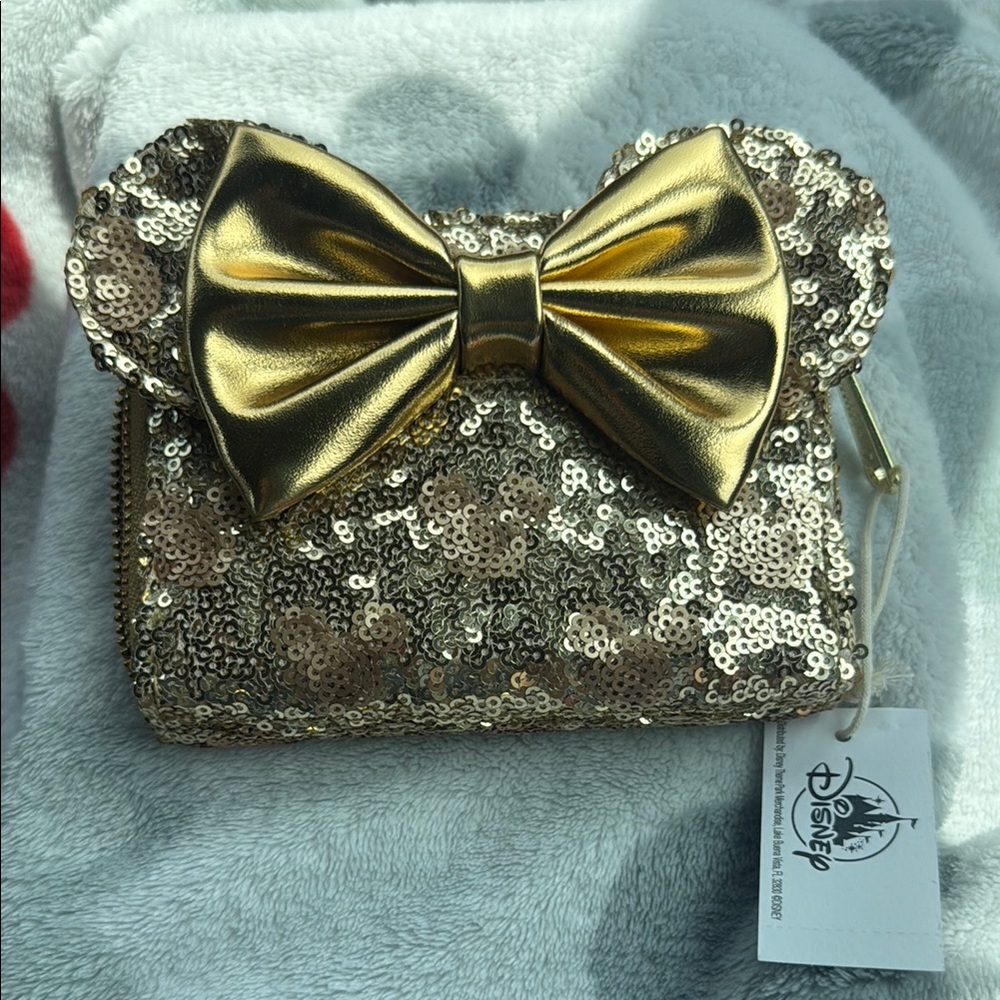 Disney Parks Gold Loungefly Wallet with Metallic Bow